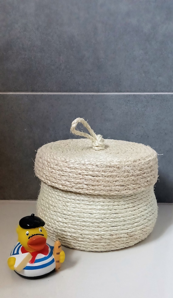 Sisal Baskets, Basket/Box with Lid,  Handmade Rope Box, Made To ORDER, Sisal Baskets for Home Decor