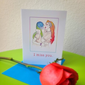 Missing your lips- Lesbische Liebeskarte, Miss you Karte, Queer Karte, Sexy Karte, Sexy Lesbische Karte, Queer Love, LGBTQ+