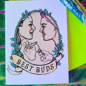 Beste Buds- lustige Weed Karte/ Queer Karte/ Stoner Karte/ Freundschaftskarte/ Weed Karte/ Marihuana Karte/ Punny Karte/ Weed Love Karte/ Smoking Buddy