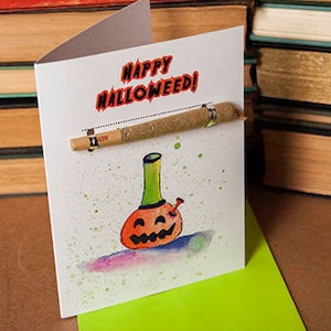 Lustige Halloween Karte/ Weed Halloween Karte/ Kiffer Karte/ Kürbis Bong/ 420 Halloween/ Pre-Roll