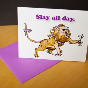 Slay All Day - carte queer / carte LGBT / carte sans genre / carte de spectre de genre / carte d’amitié amusante / carte positive vibes / carte lion dandy