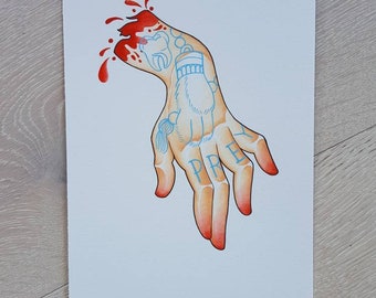 Prey - tattooed hand art print