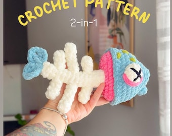 Fish Skeleton crochet pattern Halloween plushie amigurumi PDF