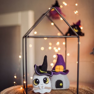 Ghost Crochet pattern amigurumi + House Halloween decor pumpkin pdf DIY crochet eyes image 7