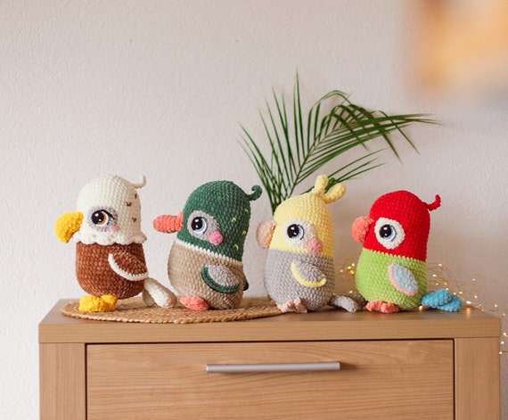 Crochet Bird Pattern Set: Parrot, Duck, Toucan, Eagle (PDF Pattern)