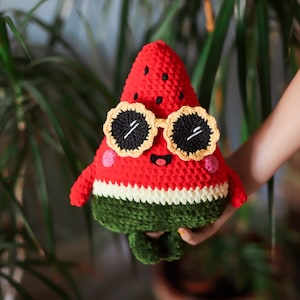 Watermelon Crochet pattern kawaii plushie amigurumi soft toy pdf DIY summer fruits image 1