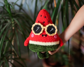 Watermelon Crochet pattern kawaii plushie amigurumi soft toy pdf DIY summer fruits