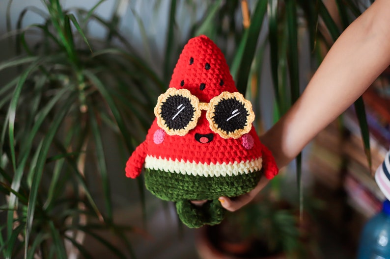 Watermelon Crochet pattern kawaii plushie amigurumi soft toy pdf DIY summer fruits image 1