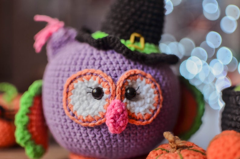 Owl Witch Crochet pattern and Magic Broom Halloween Amigurumi pdf image 3