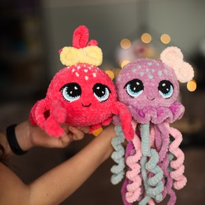 Combo 2in1 jellyfish crab amigurumi sea  ocean soft toy pdf set of crochet pattern