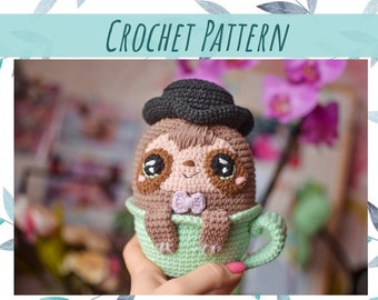 Crochet pattern Sloth in cap doll pdf