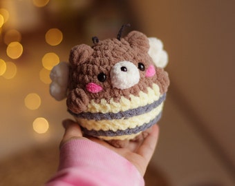 Bear bee crochet pattern cute plushie amigurumi kawaii toy