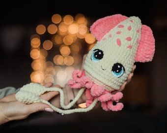 Squid Crochet pattern amigurumi see soft fish pdf