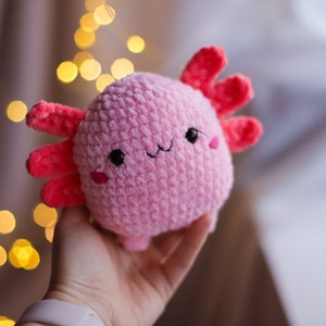 Axolotl kawaii crochet pattern plushie amigurumi sea animals toy
