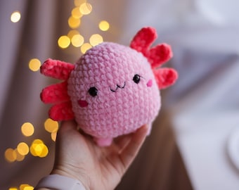 Axolotl kawaii crochet pattern plushie amigurumi sea animals toy