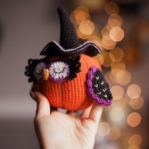 Owl Crochet pattern pdf halloween amigurumi bird decor Pumpkin image 3