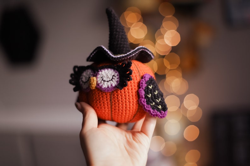 Owl Crochet pattern pdf halloween amigurumi bird decor Pumpkin image 3