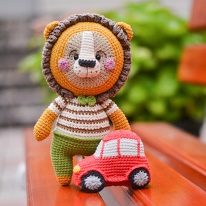 Lion Crochet pattern red car amigurumi safari pdf