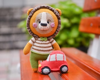 Lion Crochet pattern red car amigurumi safari pdf