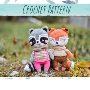 Crochet pattern Fox and Raccoon pdf