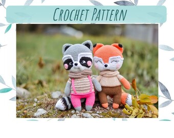 Patrón de crochet Zorro y Mapache pdf