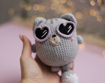 Crochet PATTERN Cat Heart Valentine's day decor tutorial pdf