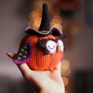 Owl Crochet pattern pdf halloween amigurumi bird decor Pumpkin image 2