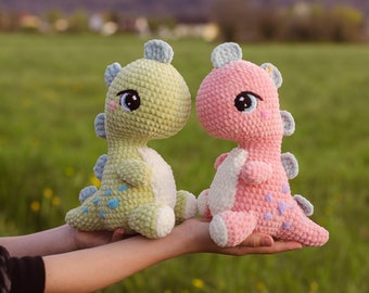 Dinosaur Crochet pattern plush Dino cute amigurumi animal sort pdf