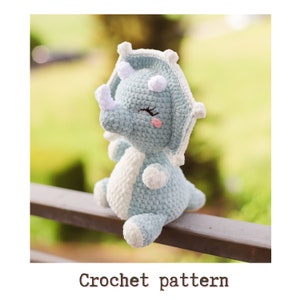 Dinosaur Crochet pattern plushie Triceratops amigurumi DIY pdf
