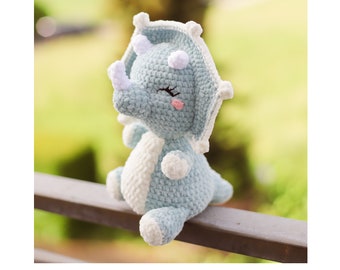 Dinosaur Crochet pattern plushie Triceratops amigurumi DIY pdf