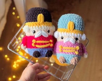 No Sew Nutcracker crochet pattern Christmas home decor plushie amigurumi pdf
