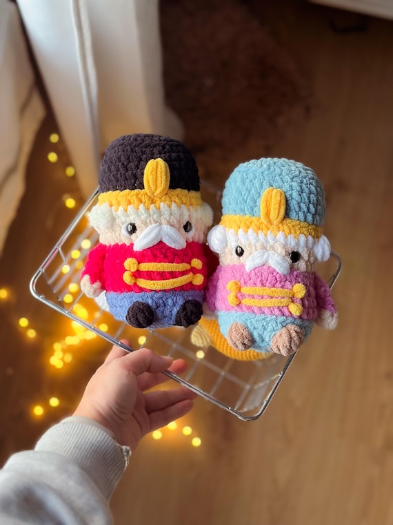 No Sew Nutcracker crochet pattern Christmas home decor plushie amigurumi pdf