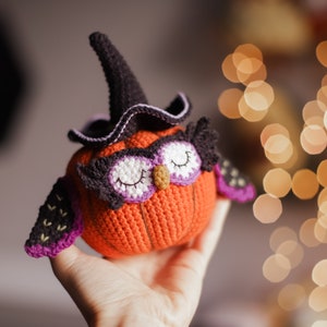 Owl Crochet pattern pdf halloween amigurumi bird decor Pumpkin image 1