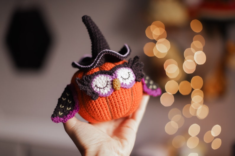 Owl Crochet pattern pdf halloween amigurumi bird decor Pumpkin image 1