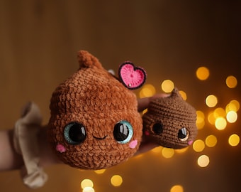 Crochet pattern poop emoji brown  cake funny amigurumi English Espanol
