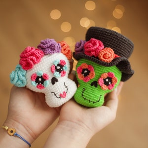Skull Crochet pattern amigurumi skeleton catrina  sugar skull doll crochet toy decor Halloween Dia De Los  Muertos