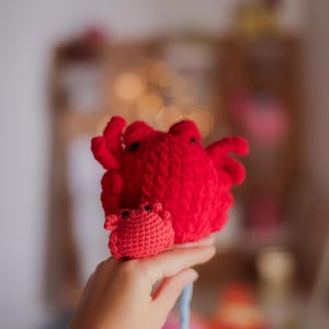 Crab no sew crochet pattern plushie kawaii amigurumi sea animal keychain pdf