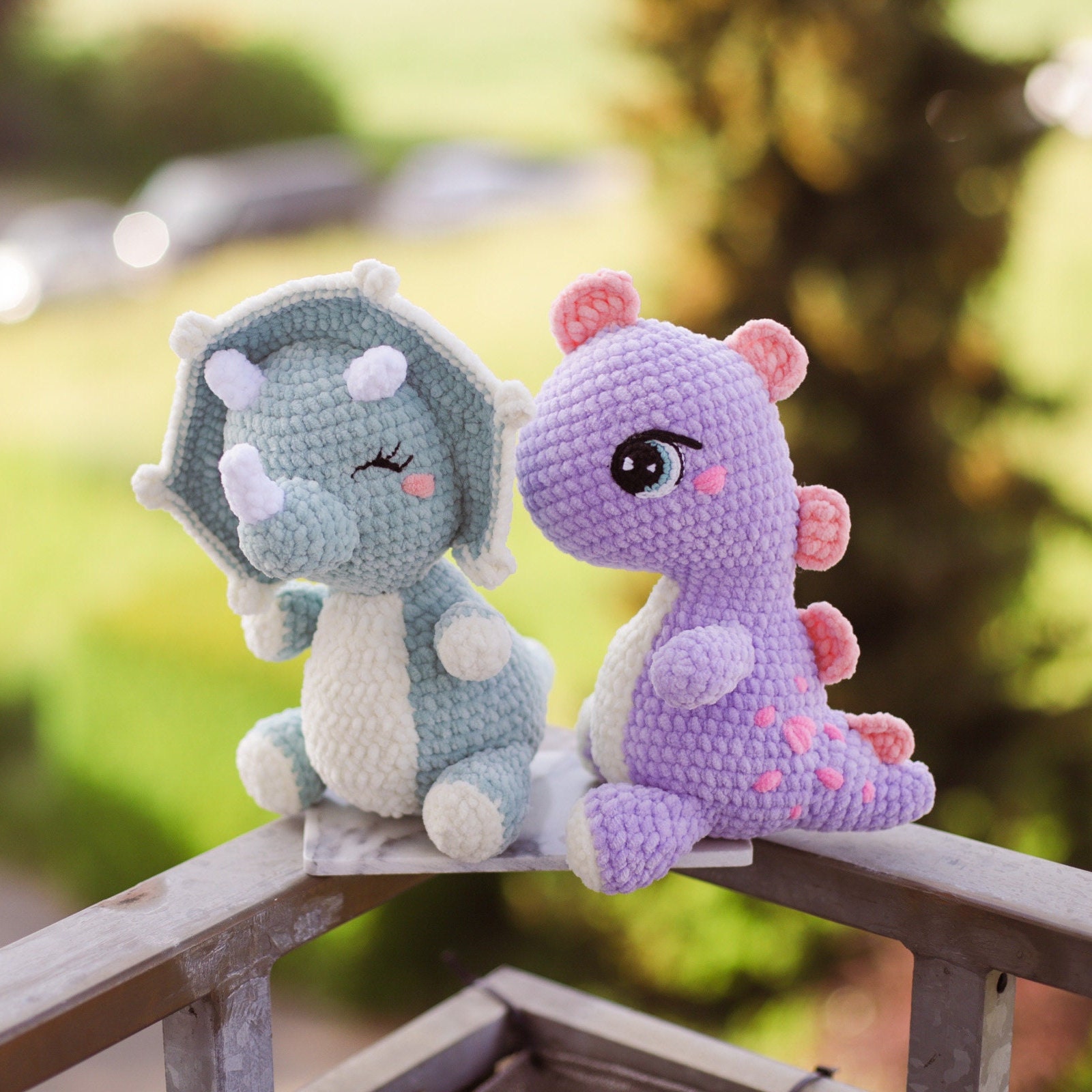 Combo 2in1 Dinosaur Triceratops crochet pattern kawaii plushies animal toy