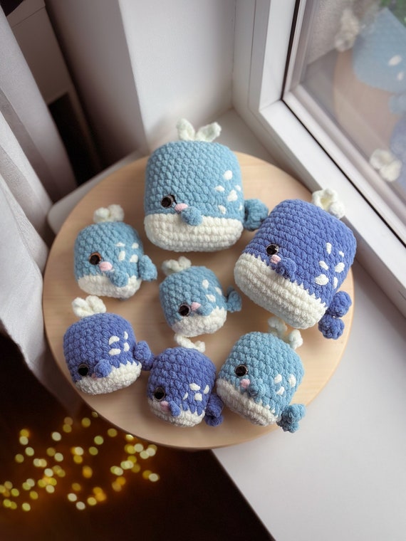 Whale crochet pattern NO SEW 3 size  amigurumi kawaii plushie