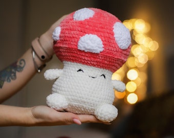 Patrón de crochet de hongo kawaii: Peluche amigurumi (Patrón PDF)