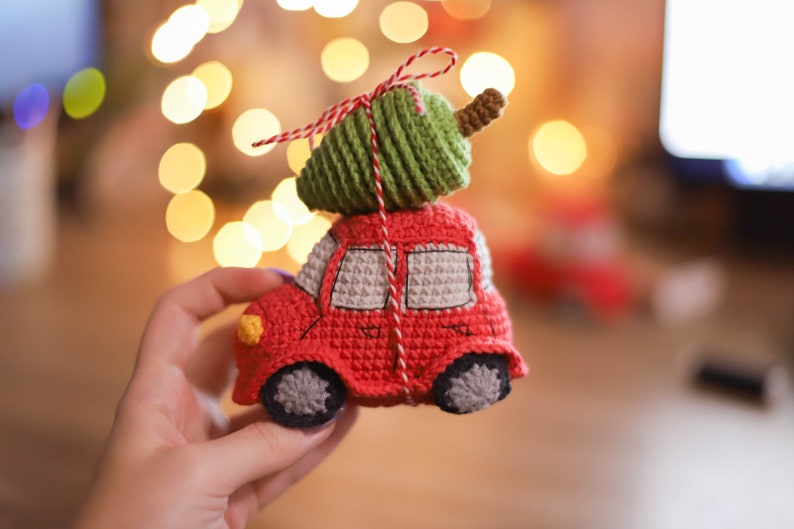 Red car Crochet pattern amigurumi Trailer Christmas decor tree pdf image 6