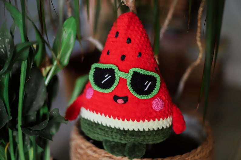 Watermelon Crochet pattern kawaii plushie amigurumi soft toy pdf DIY summer fruits image 6