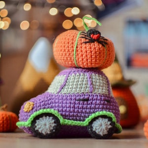 Crochet pattern Pumpkin Car Halloween Amigurumi pdf
