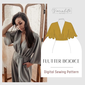 Flattern Mieder Muster. Damen PDF druckbar und Schnittmuster und Nähanleitung Nähanleitung. Boho fließendes Shirt.