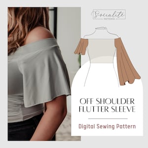 Off Shoulder Flutter Sleeve Sewing Pattern (PDF)