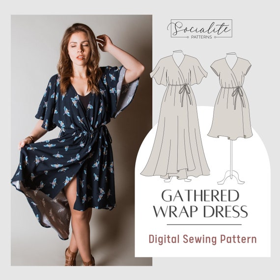 knee length dresses for ladies Elodie Wrap Dress Pattern
