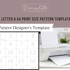 Pattern designer template - A4 & Letter size printable pattern file template. For PDF pattern designers.