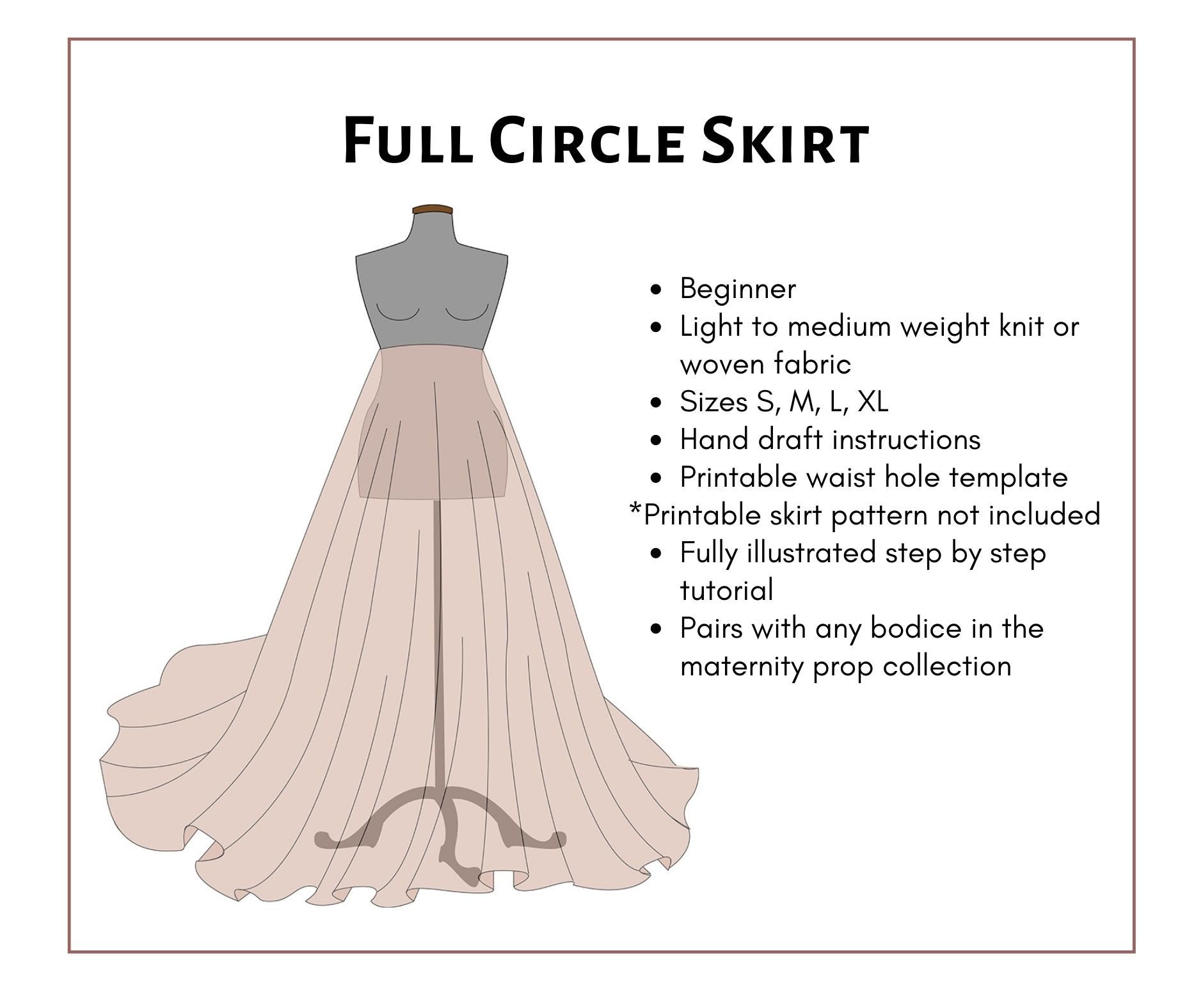 Maternity Full Circle Skirt PDF TUTORIAL. DIY Maternity Gown for Photo Shoot. for Knit Fabrics. this is Not a Printable Pattern. - Etsy