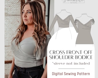 Off Shoulder Bodice Sewing Pattern, Cross Front Sweetheart Top (PDF Pattern)