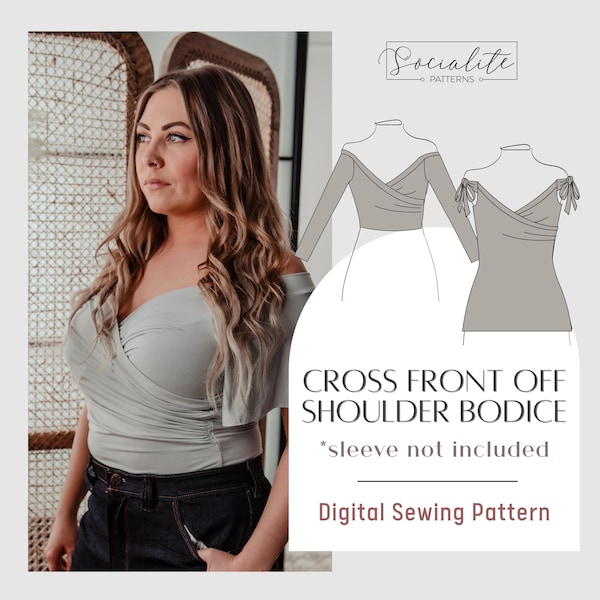 Off Shoulder Bodice Sewing Pattern, Cross Front Sweetheart Top (PDF Pattern)